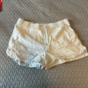 Light Grey/Off White J. Crew Seaside Linen Blend Short Medium